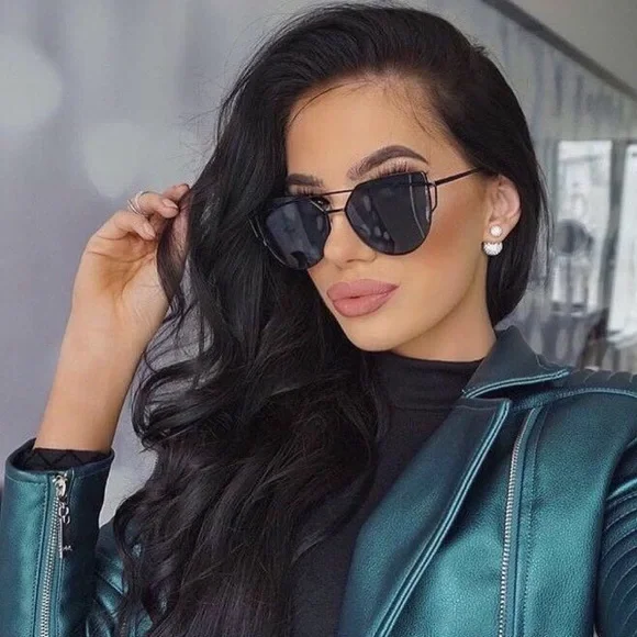 Blackout Cat Eye Aviator Sunglasses - Picture 2 of 5